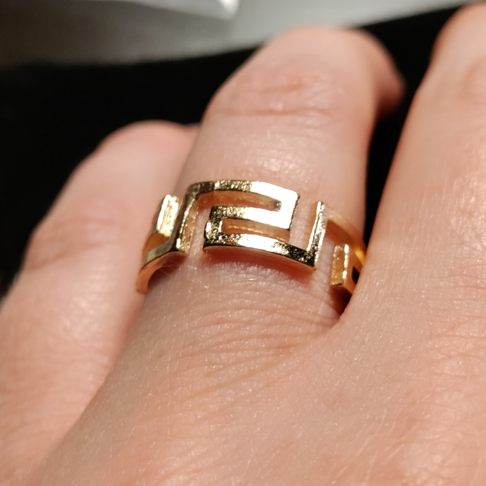 NEW Greek Gold-tone Geometric Men's Ring